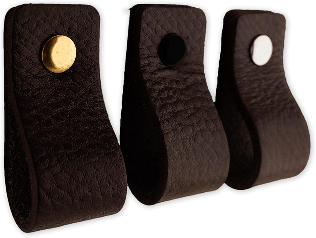 Brute Strength - Ledergriffe für Möbel - Schwarz - 4 Stück - 12,5 x 2,5 cm - Schrankgriff, Türgriff