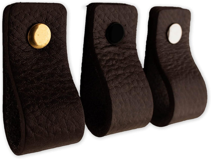 Brute Strength - Ledergriffe für Möbel - Schwarz - 4 Stück - 12,5 x 2,5 cm - Schrankgriff, Türgriff