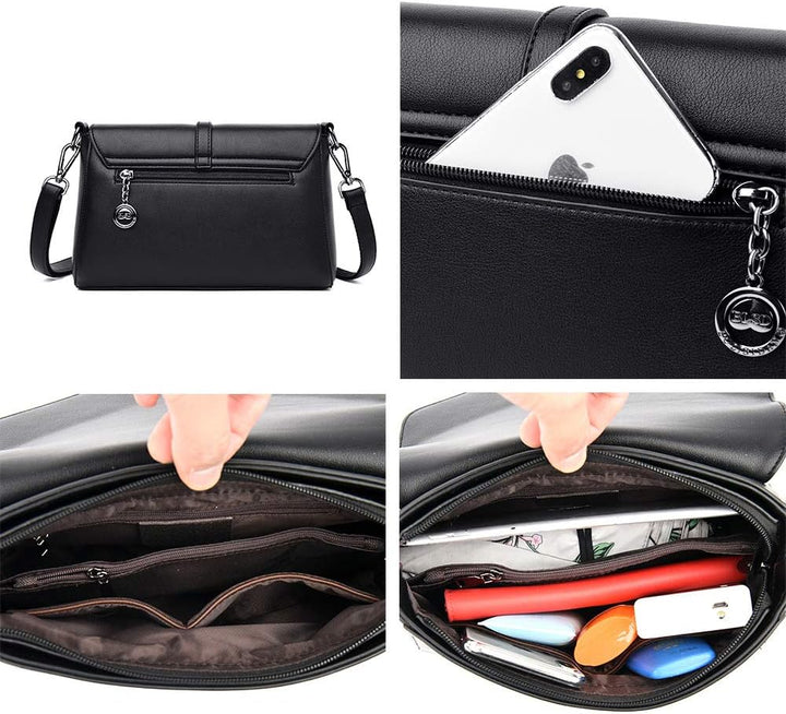 Coolives Damen Umhängetasche aus PU-Leder Kleine Schultertasche Elegant Handtasche Tasche für Dame E