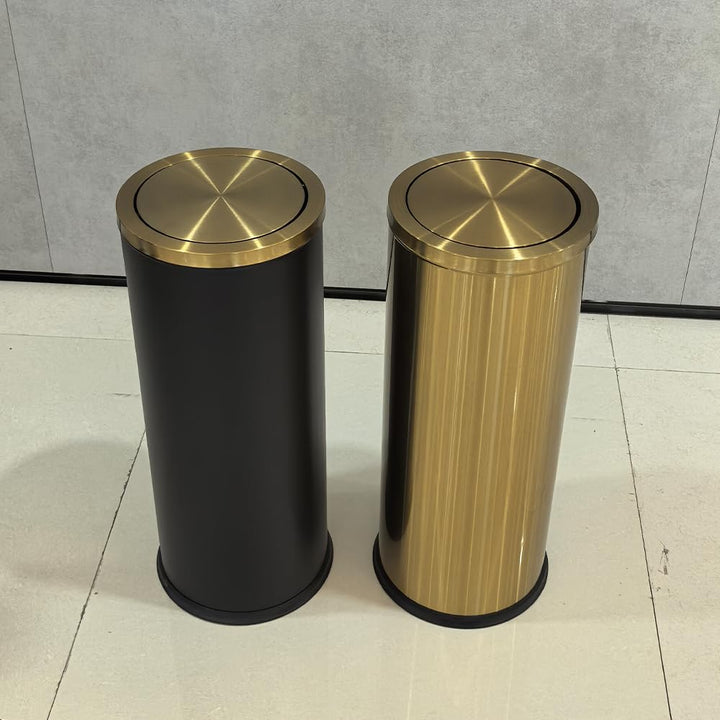 Goldener Müllcontainer, 30-Liter-Müllcontainer mit Deckel, grosszügiger Küchenmüllcontainer mit schw
