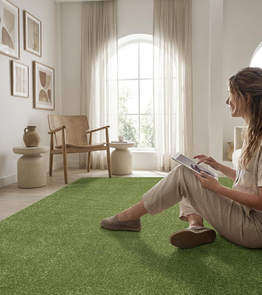 SANAT Kurzflor Teppich Wohnzimmer - Uni Modern Teppiche fürs Schlafzimmer, Arbeitszimmer, Büro, Flur