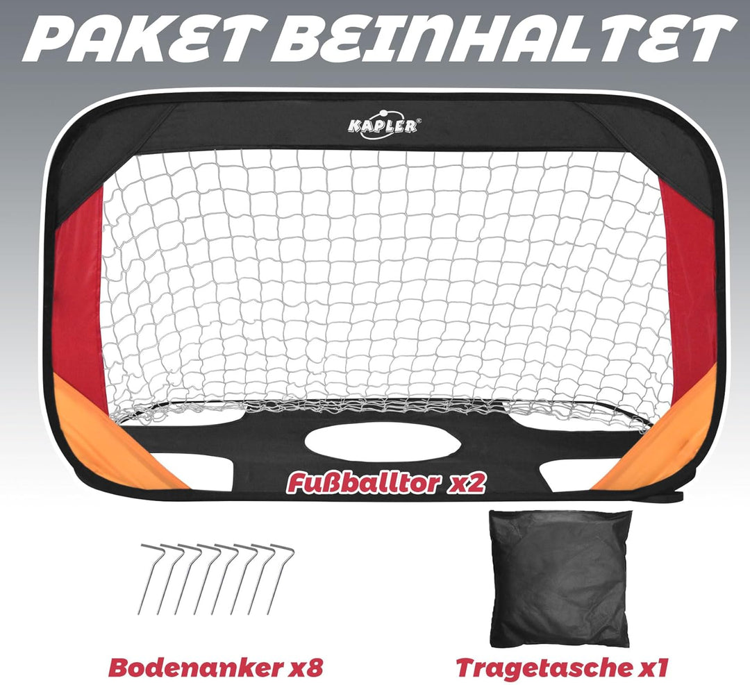 Kapler Pop-Up Fussballtore 2er Set in Deutschen Nationalfarben - Fussballtor für Garten Kinder 2er S