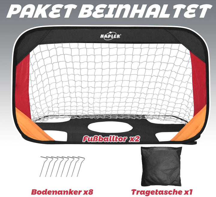 Kapler Pop-Up Fussballtore 2er Set in Deutschen Nationalfarben - Fussballtor für Garten Kinder 2er S