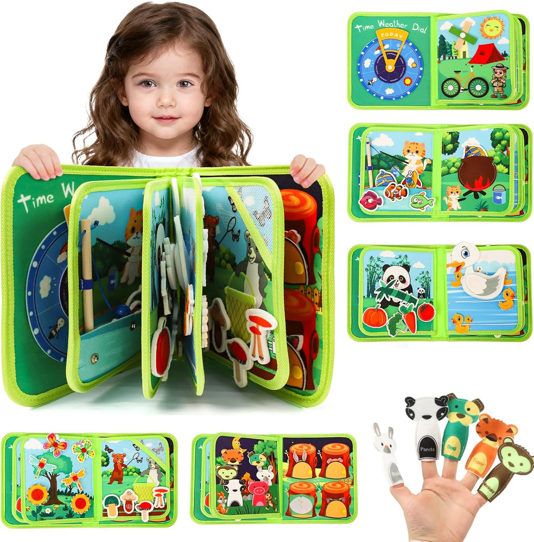 XIAPIA Montessori Busy Board ab 1 2 Jahr, Baby Spielzeug Filzbuch Bauernhof Activity Busy Book, Besc
