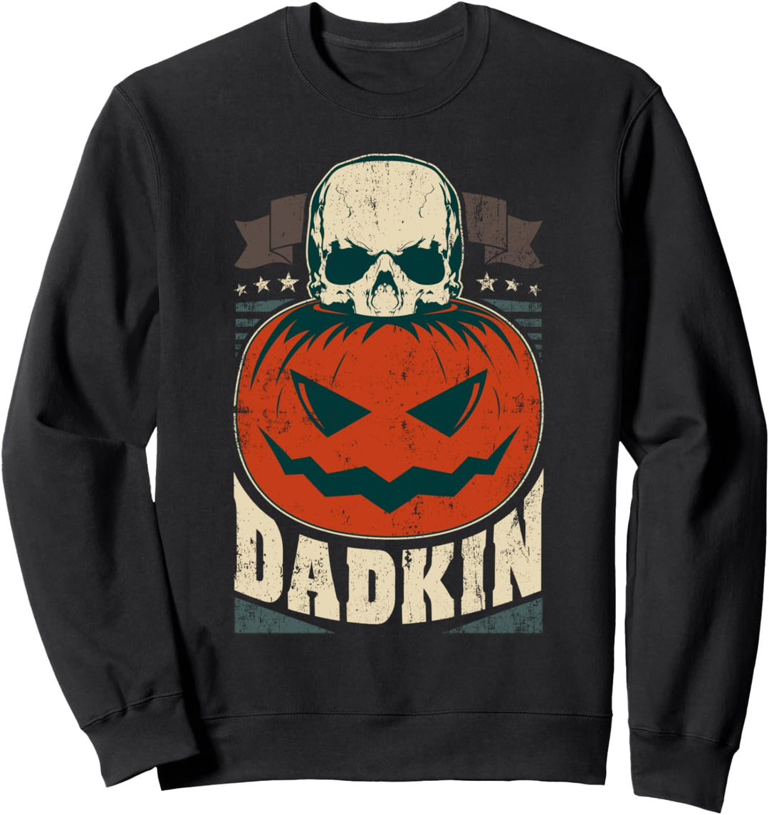 Halloween Dad, Skull, Dadkin, Evil Pumpkin, in English Sweatshirt