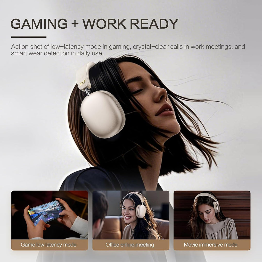 iKF Mars Kopfhörer Kabellos Over Ear mit Adaptiver Noise Cancelling,Bluetooth Headset mit 6 Mikrofon