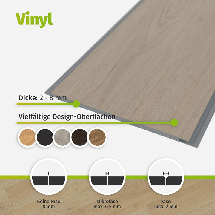 HORI Klick Hartvinylboden Rigid SPC Steinfliese Fliesenoptik - Klick-Vinyl mit Trittschalldämmung -