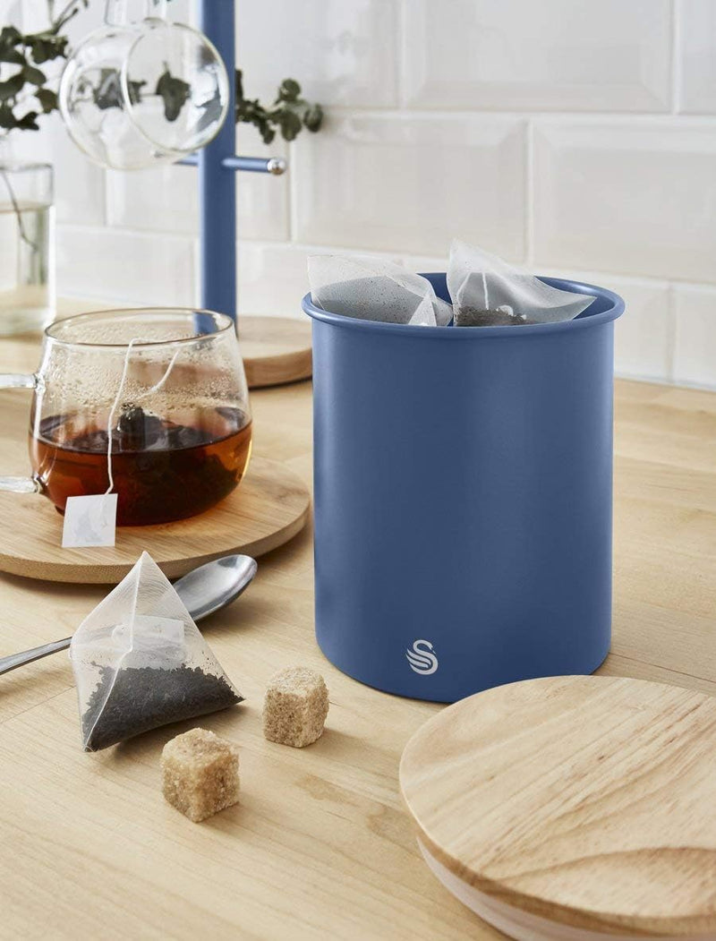Swan SWKA17513BLUN Nordic Vorratsdosen für Zucker, Tee, Kaffee, Blau, 3 Stück, Karbonstahl, Einheits