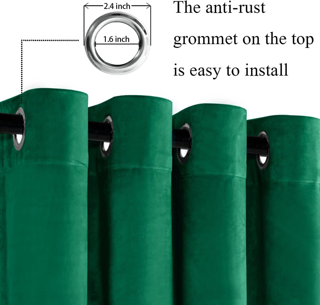 JIUZHEN Verdunklungsvorhang aus Samt,2er Set weiche blickdichte Gardinen mit Ösen für Schlafzimmer,1