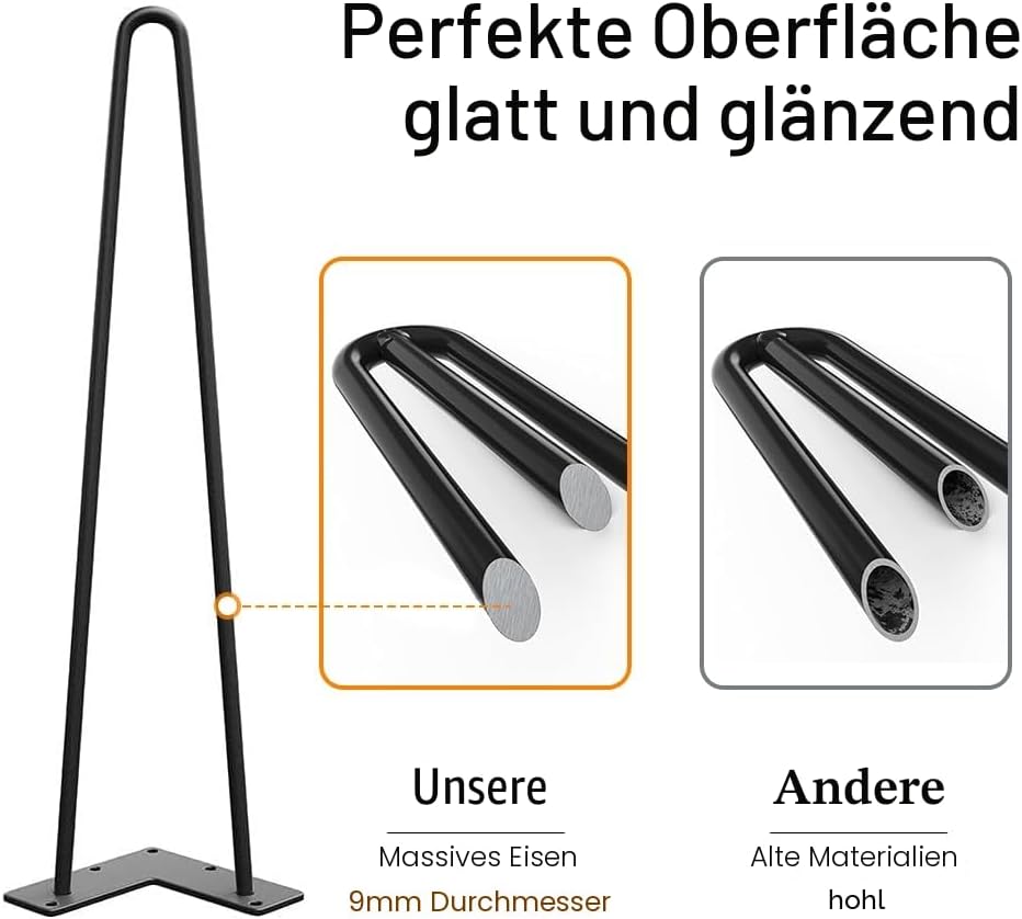 WINSOON 4er Set Haarnadel Tischbeine 40cm Metall Hairpin Legs DIY Tischbeine Möbelfüsse Tischkufen a