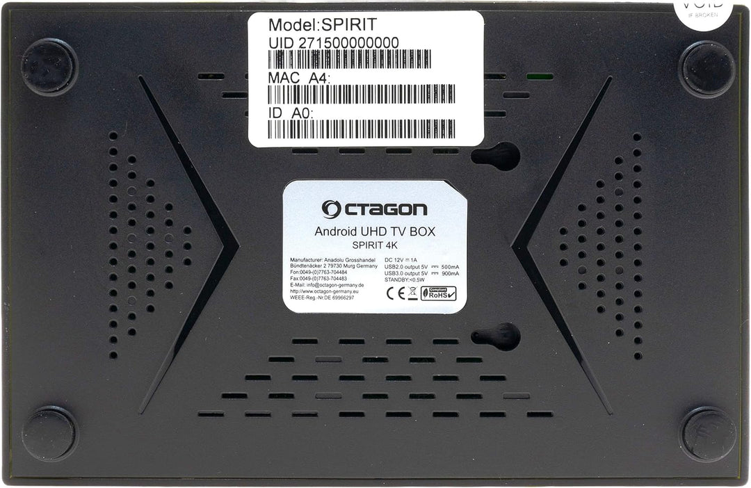 [Test SEHR GUT *] Octagon Spirit 4K UHD Android TV Box, Dual Band WiFi WLAN, Bluetooth Fernbedienung
