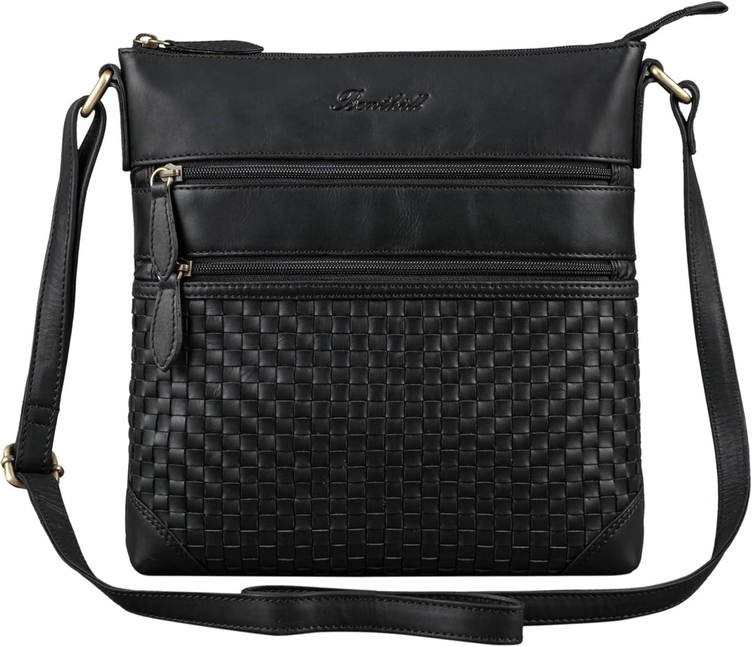 Benthill Echt Leder Umhängetasche | Damen Schultertasche aus Rindsleder | Schmale Vintage Damen Hand