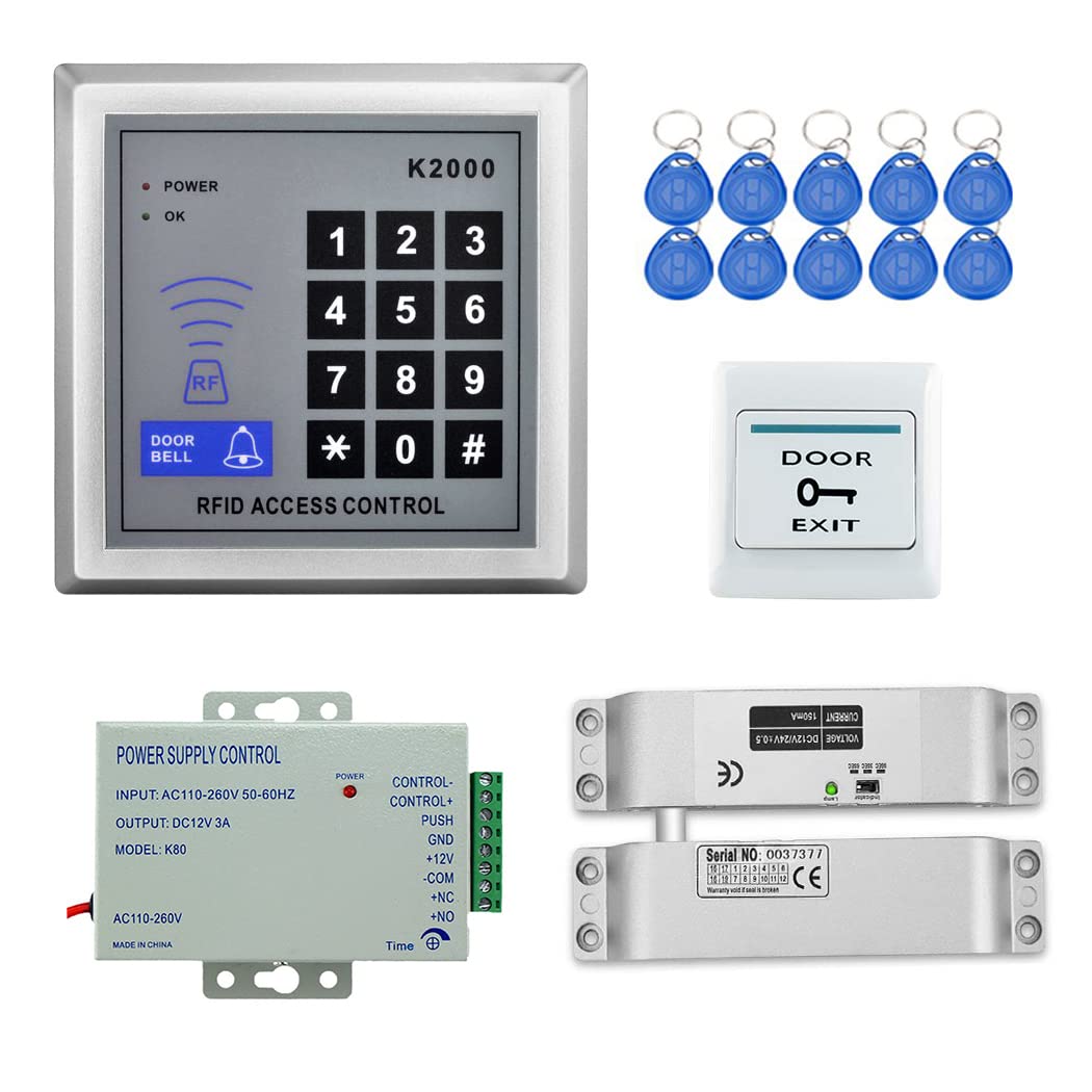 YAVIS Full Set RFID Türzugangskontrolle, System + elektrische Bolzenverriegelung + 110-240 V AC 12 V