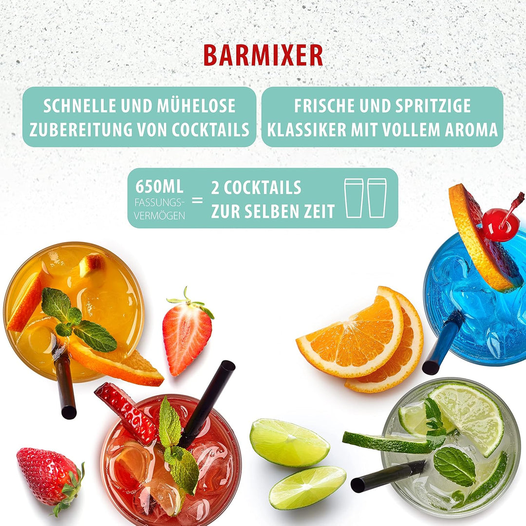 Clatronic® Barmixer u. Milchaufschäumer | Smoothie Maker | 650ml Edelstahlbehälter | praktischer Bec