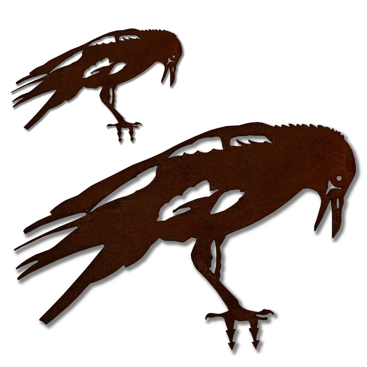 ARTTEC Rabe Vogel (Deko) (2er Set Edelrost) - hochwertige Gartendeko aus Metall - Rost Deko für Gart