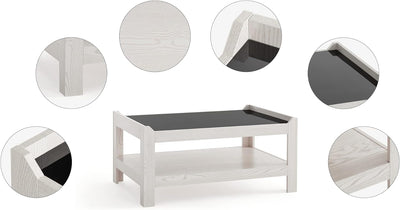 Mondeer Couchtisch, Wohnzimmertisch mit Gehärtetem Glas Moderner Stil für Wohnzimmer Büro, B90 x H43
