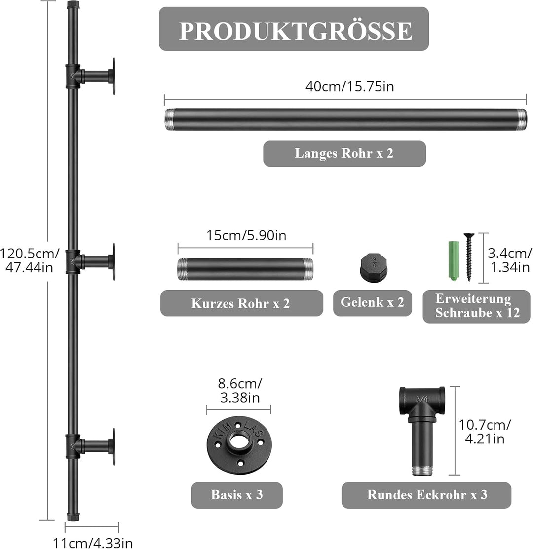 Treppengeländer Schwarz, TANiCE 120cm Treppengeländer Edelstahl Industrielle Geländer Treppe Innen A