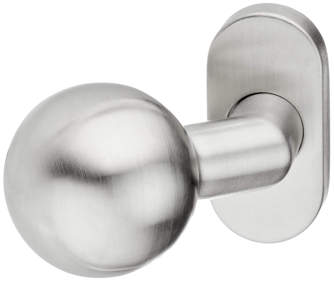 Marchesi Edelstahl-Türknopf auf ovaler Rosette | Fixknopf | Fixknauf | 1 Stück | Niro | Inox matt, m