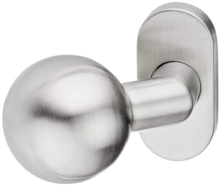 Marchesi Edelstahl-Türknopf auf ovaler Rosette | Fixknopf | Fixknauf | 1 Stück | Niro | Inox matt, m