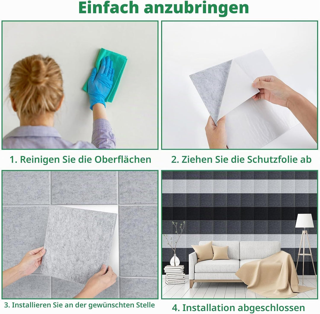 Akustische Paneele, AGPTEK 12 Packs Selbstklebende Akustische Paneele Schalldichte Graue Wandpaneele
