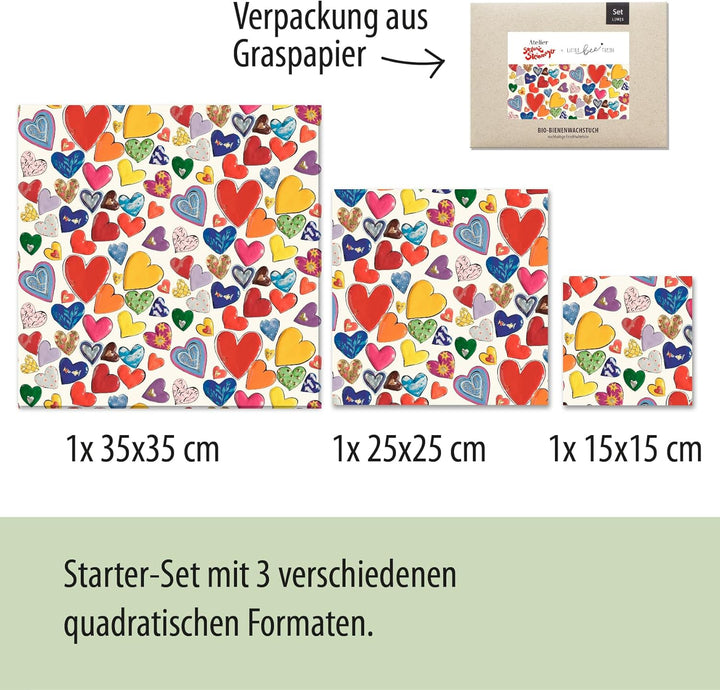 little bee fresh Bio-Bienenwachstücher Starter-Set "S/M/L" aus Deutschland - hält Lebensmittel natür