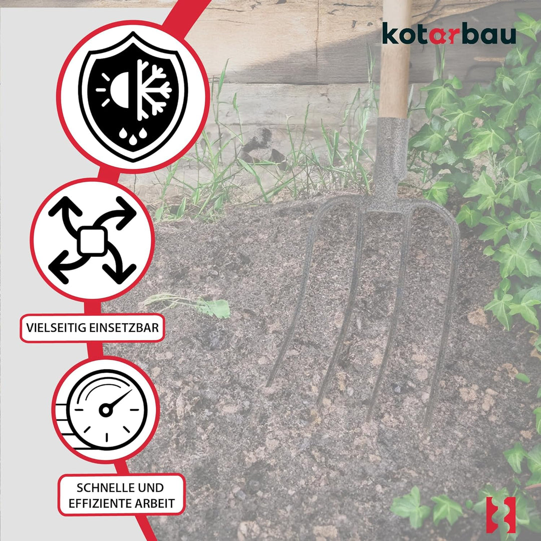 KOTARBAU® Forke 4 Zinken Heugabel Mistgabel Mistforke Gartengabel Gartenforke Dunggabel Spatengabel