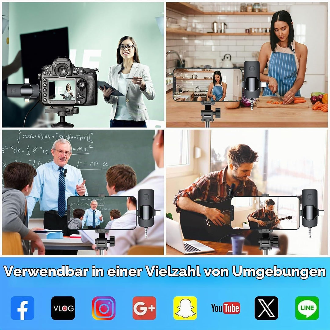 GKEAPZA Kabelloses Lavalier Mikrofon für Handy/iPhone/Computer, Wireless USB C Ansteckmikrofon für V