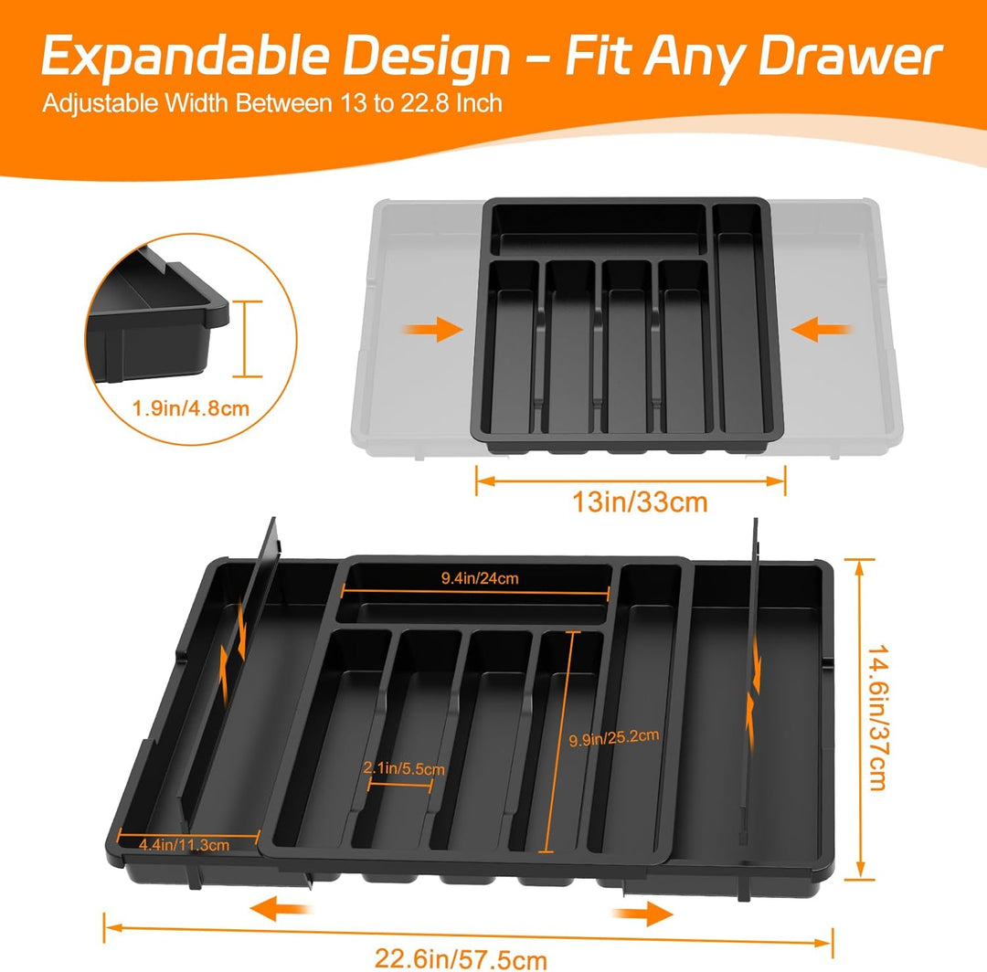 iDavosic.ly Besteckkasten für Schubladen, Erweiterbarer Besteckeinsatz für Schubladen Cutlery 0rgani