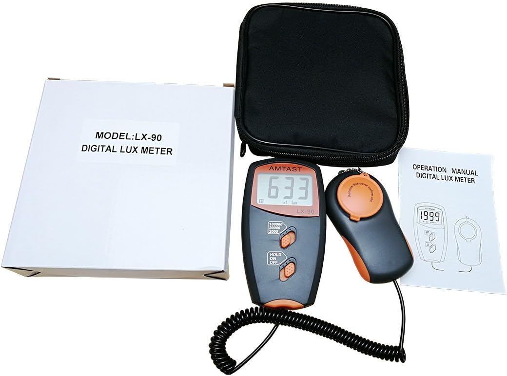 Digitale Luxmeter Lichtmessung Beleuchtungsmessgerät LX-90 Lichtmesser mit LCD-Display, Bereich 0-10