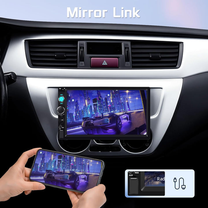 Rimoody Autoradio 1 Din mit Carplay Android Auto Wireless, 7 Zoll Touchscreen 1 Din Radio mit Mirror