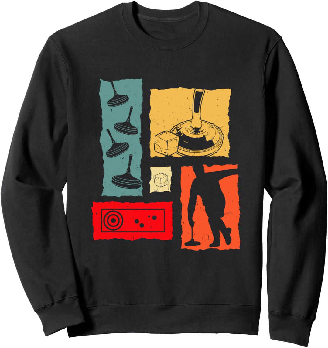 Eisstock Retro Stockschütze Vintage Geschenk Eisstockspieler Sweatshirt