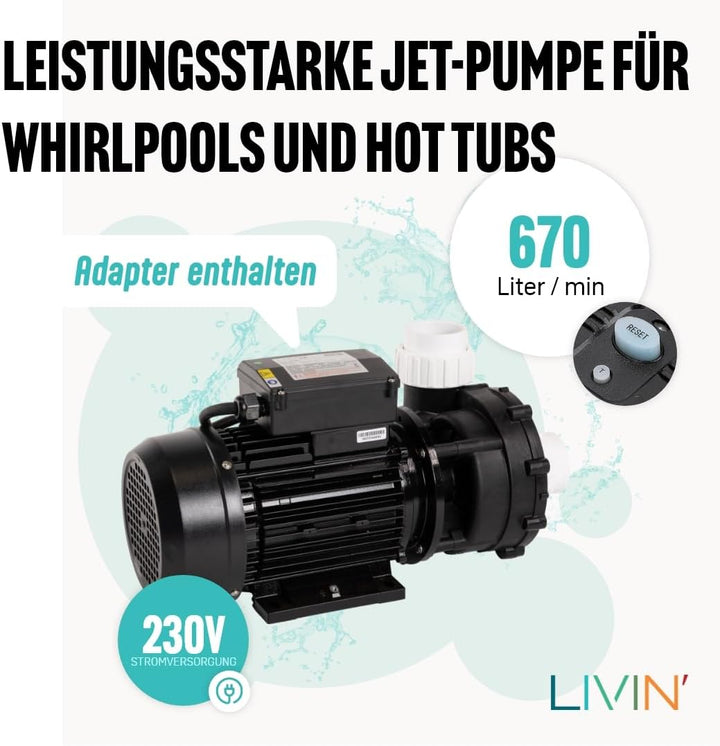 LIVIN' Jet pool filterpumpe- LX WP250 poolpumpen 1.85 kW/ 2.5HP, Whirlpool Wasser zirkulationspumpe