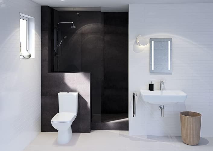 VBChome Aufsatzwaschbecken 60x46 cm Weiss Aufsatzwaschbecken mit Loch mit Überlauf EIN Waschbecken z