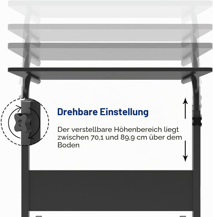 SogesHome Laptoptisch Beistelltisch PC Tisch Notebook Sofatisch Laptopständer mit Rollen,60x40CM,05