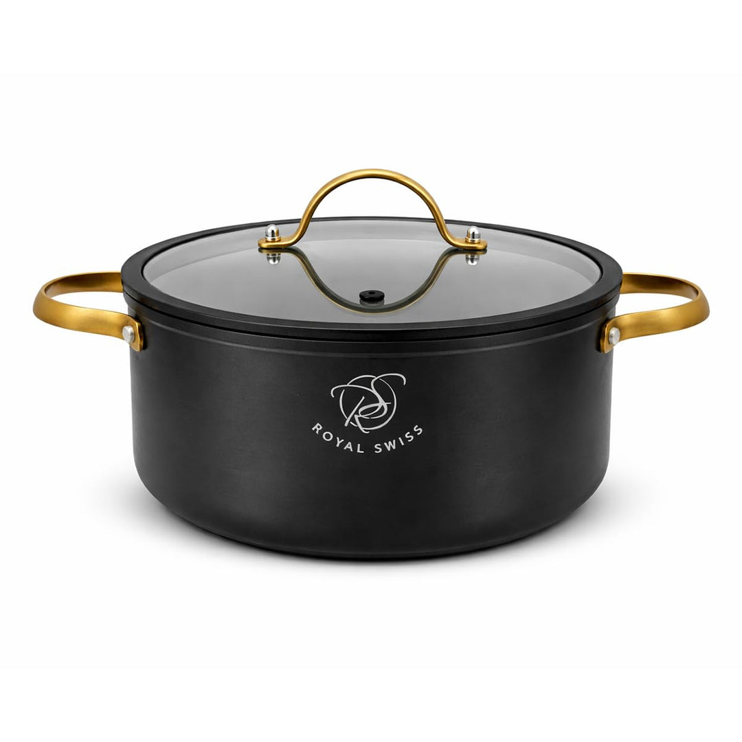 Schmortopf Kochtopf - Marmor Antihaft Cast Aluminium Pot mit Silikon Deckel & Dampfventil, Induktion