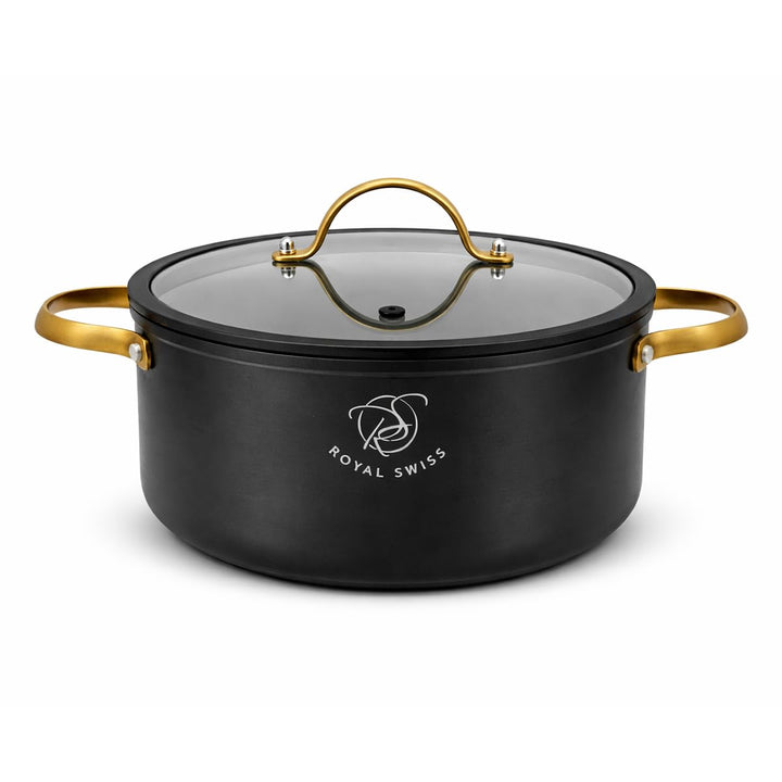 Schmortopf Kochtopf - Marmor Antihaft Cast Aluminium Pot mit Silikon Deckel & Dampfventil, Induktion