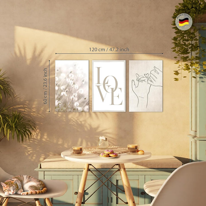 Novart Bilder Set Boho Strand - Kein Extra Rahmen benötigt - Wandbilder für Wohnzimmer Schlafzimmer