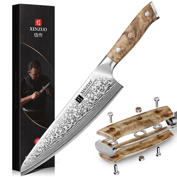 XINZUO 21cm Kochmesser 67 Schichten Damaststahl Profi Küchenmesser -Scharfe Klinge Damaszener Stahl