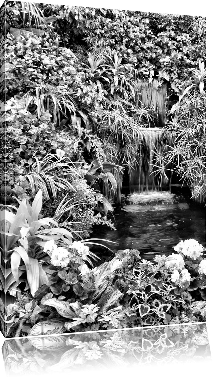 Pixxprint farbenfrohe Blumenoase / 100x70cm Leinwandbild bespannt auf Holzrahmen/Wandbild Kunstdruck