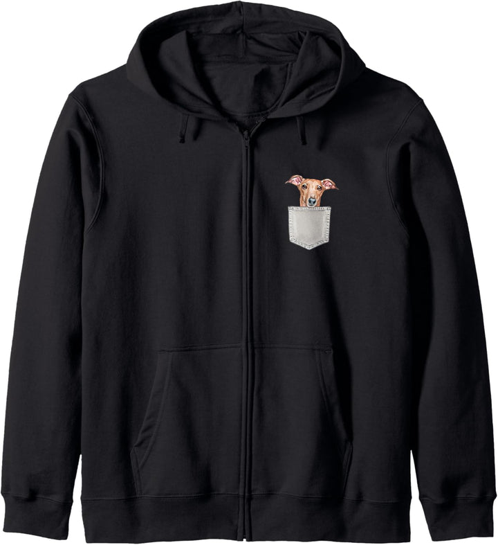 WINDHUND Hund in Brusttasche Dog In A Pocket Geschenk Kapuzenjacke