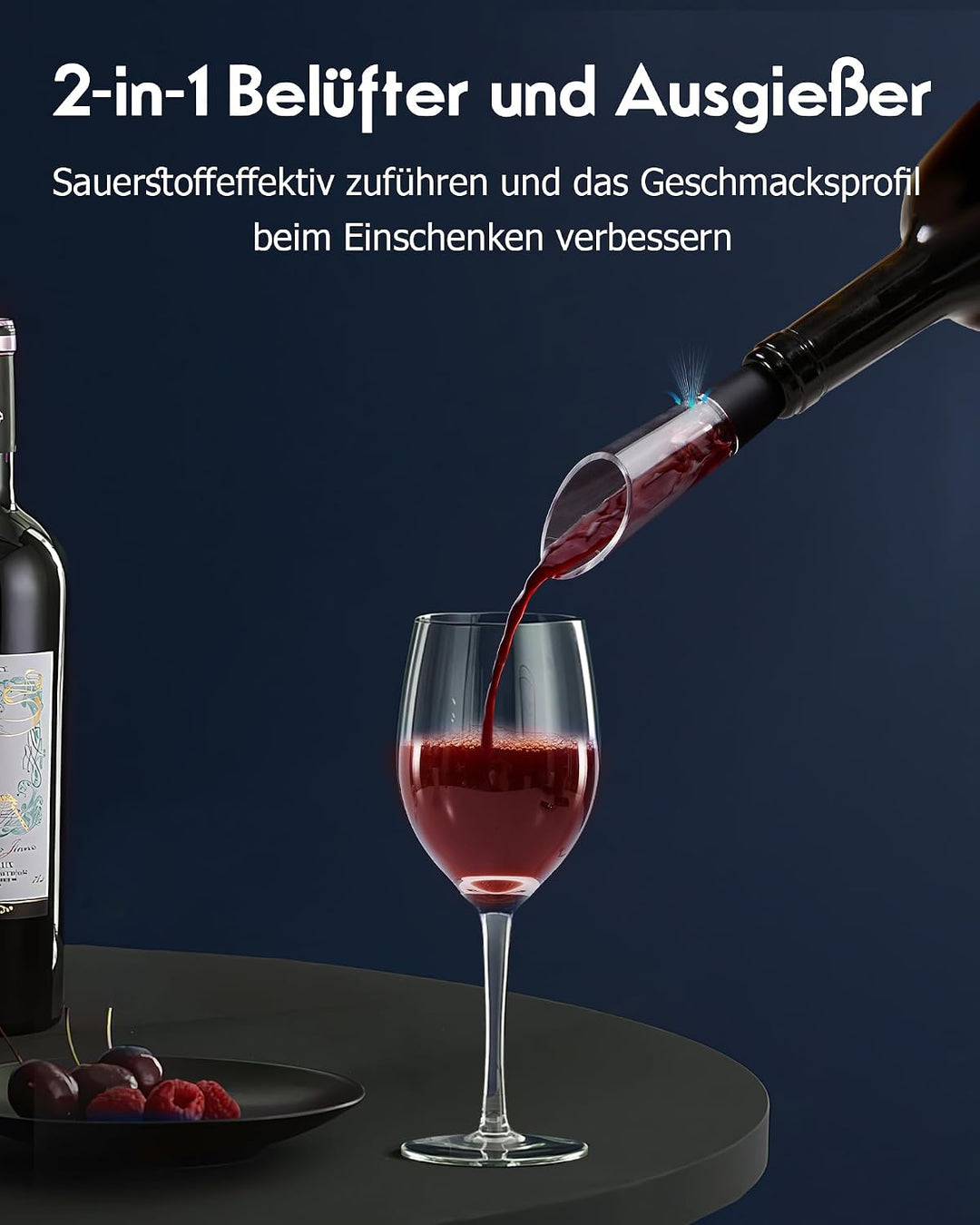 Elektrischer Weinöffner Rechargeable Set mit Standfuss – Elektrischer Korkenzieher USB-C mit Vakuum-