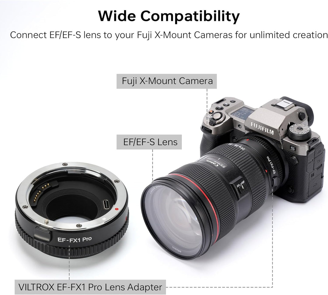 VILTROX EF-FX1 Pro Autofokus Objektivadapter Objektiv Konverter mit Blendensteuerung Kompatibel mit
