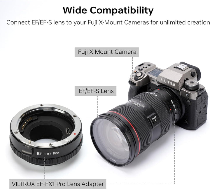VILTROX EF-FX1 Pro Autofokus Objektivadapter Objektiv Konverter mit Blendensteuerung Kompatibel mit