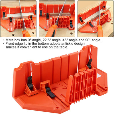 Stuckleisten Gehrungslade 14-Zoll Säge Klemmbox Holzschneide Handsäge mit Klemme, Kunststoff Schneid