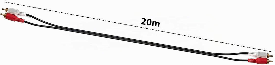 System-S Cinch 2 RCA Kabel 20 m Stecker zu Stecker Stereo AV Adapter in Schwarz