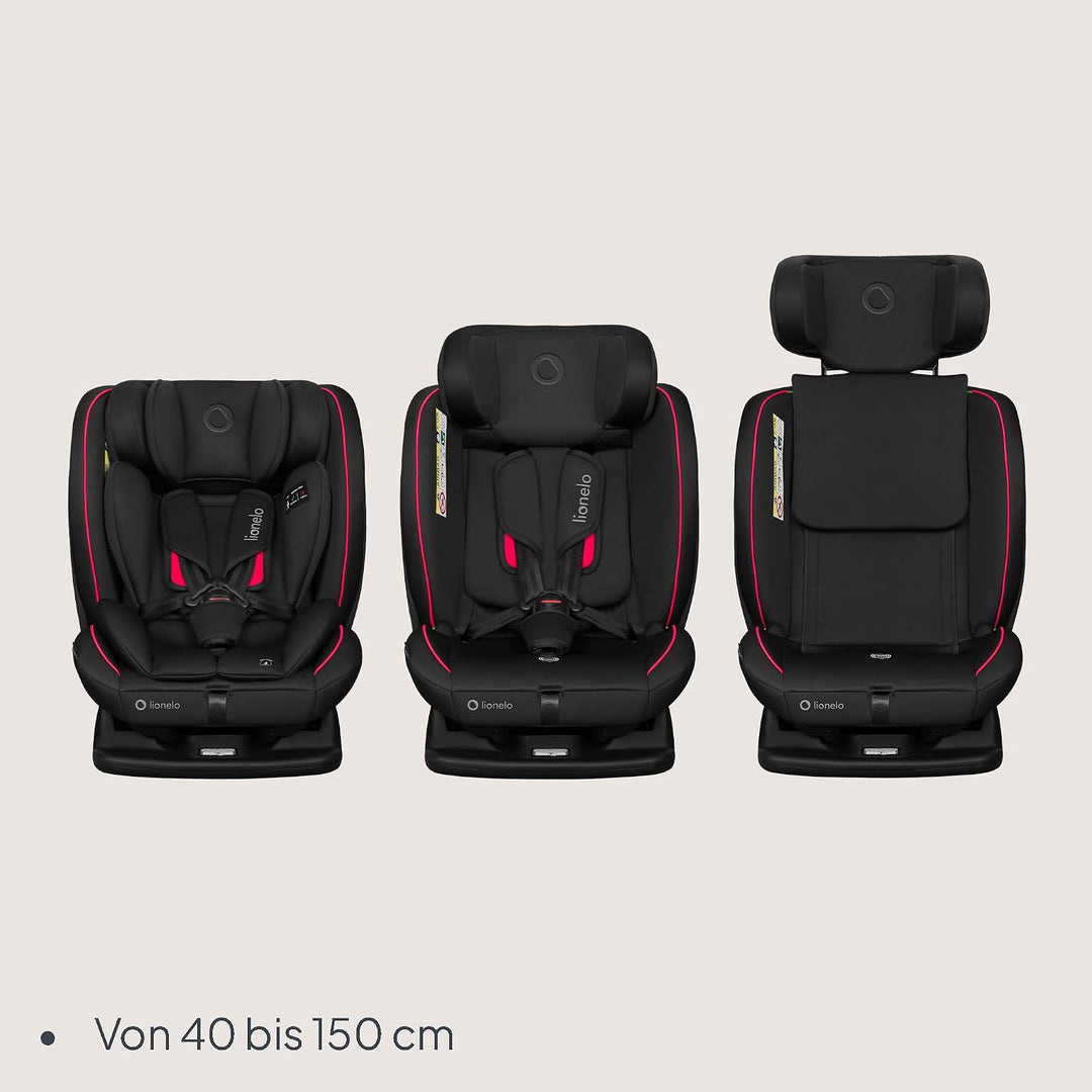LIONELO AART I-SIZE Autositz für Kleinkinder 40-150 cm, Montage mit Sicherheitsgurten, Kopfstützen-