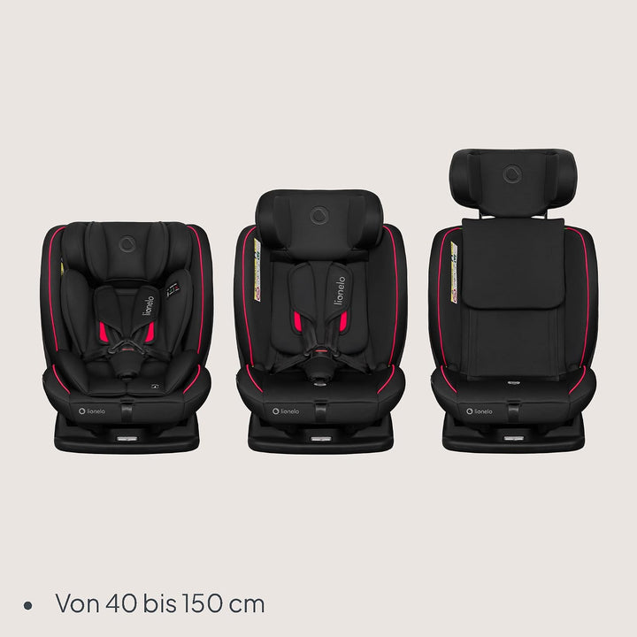 LIONELO AART I-SIZE Autositz für Kleinkinder 40-150 cm, Montage mit Sicherheitsgurten, Kopfstützen-