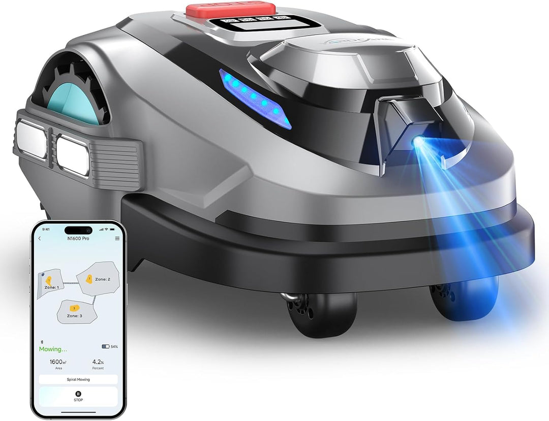 N1600PRO Mähroboter ohne Begrenzungskabel,Max.1600 m²,RTK+Vision Rasenmäher Roboter,Multizonen-Manag