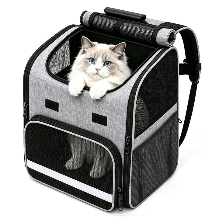 Faltbare Katzenrucksack mit Fenster, Tragbare Hunde Rucksack bis 10kg, Multifunktionales Katzentasch