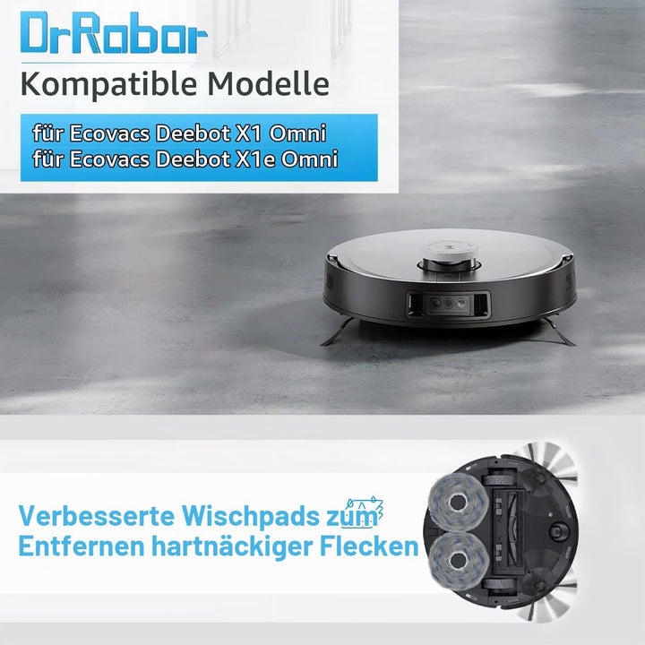 DrRobor Zubehör Kit für ECOVACS DEEBOT X1 Omni, Ersatzteile Staubbeutel, Hauptbürste, Feinstaubfilte